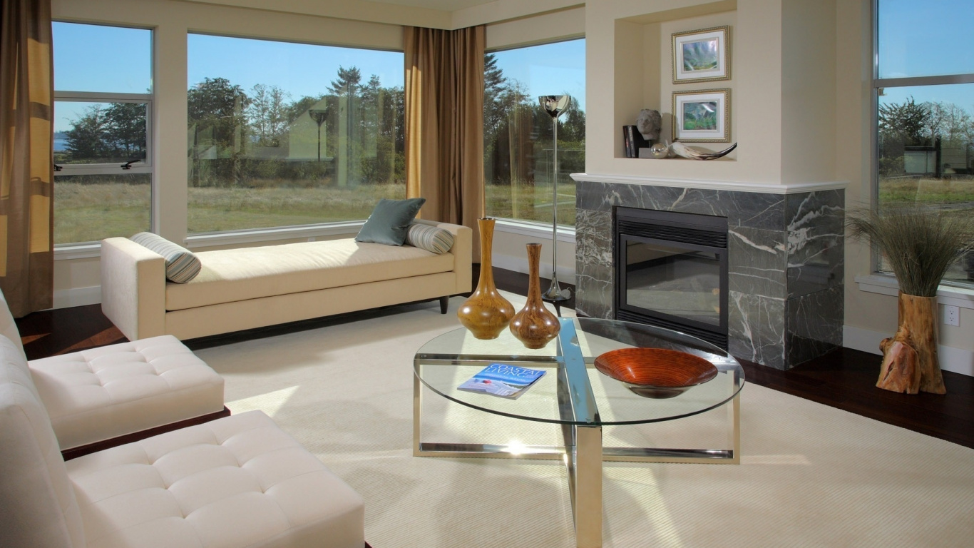 Обои гостиная комната, мебель, свойство, дизайн интерьера, таблица в разрешении 1366x768