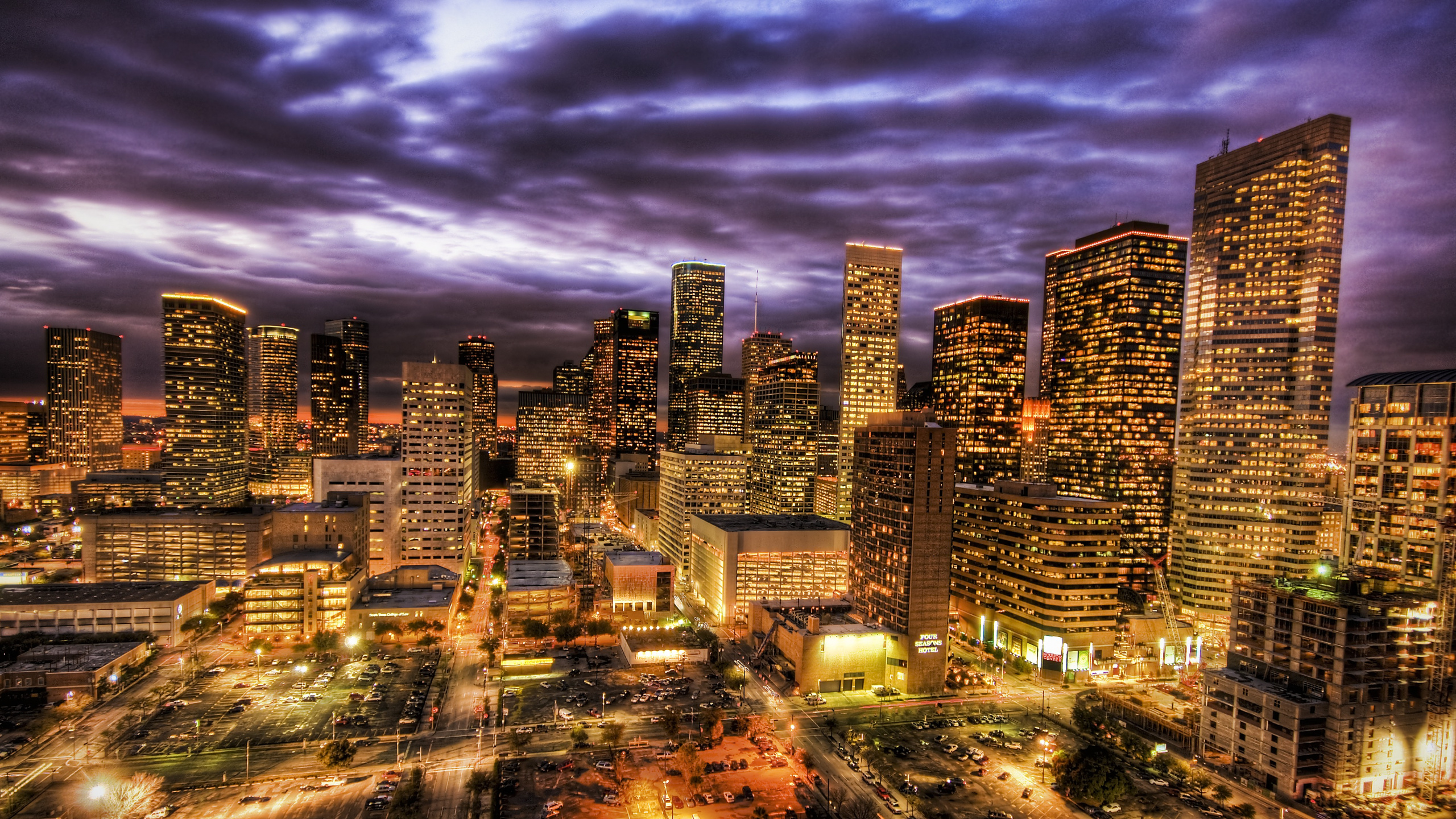 Обои Хьюстон, городской пейзаж, город, городской район, метрополия в разрешении 2560x1440