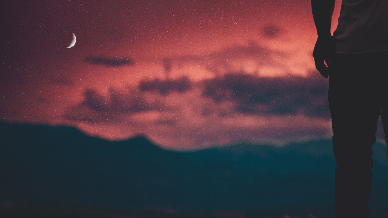 Обои облако, красный цвет, атмосфера, сумрак, вечер в разрешении 1280x720