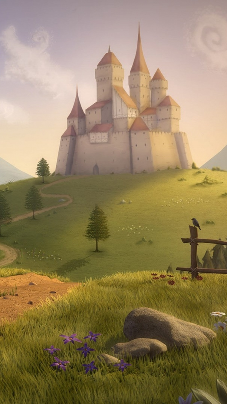 Обои пейзаж, холм, сенокосное угодье, дерево, пейзажи гор в разрешении 750x1334