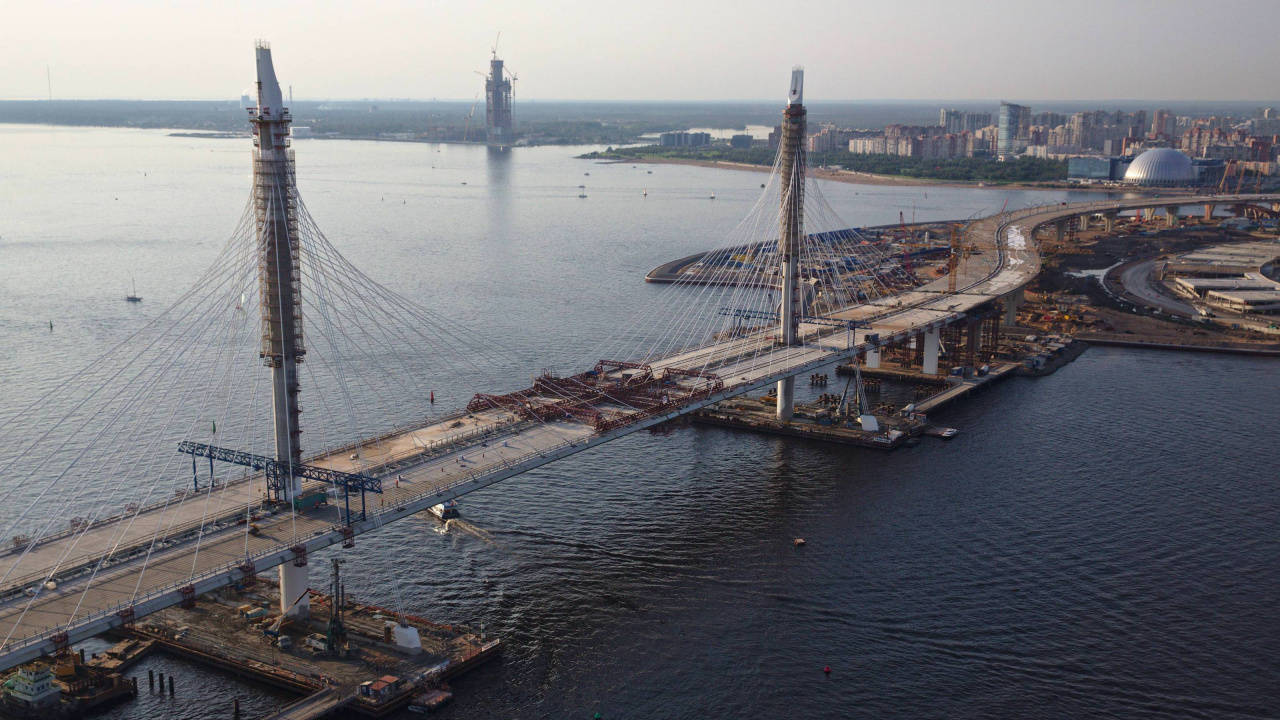 Обои реки, подвесной мост, мост, вода, гидроресурсы в разрешении 1280x720