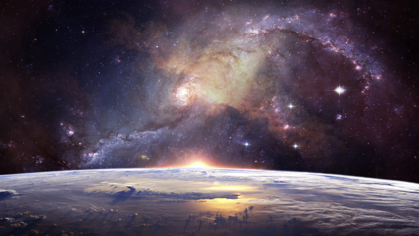 Обои Галактика, Млечный Путь, звезда, атмосфера, космическое пространство в разрешении 1366x768