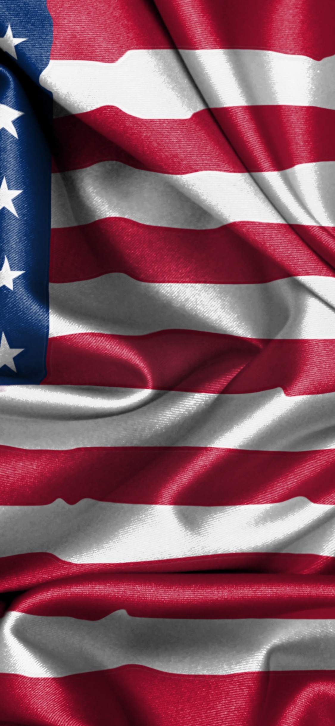 Обои флаг Соединенных Штатов, флаг, ткань, синий, Соединённые Штаты Америки в разрешении 1125x2436