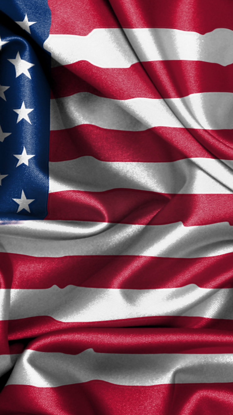 Обои флаг Соединенных Штатов, флаг, ткань, синий, Соединённые Штаты Америки в разрешении 750x1334