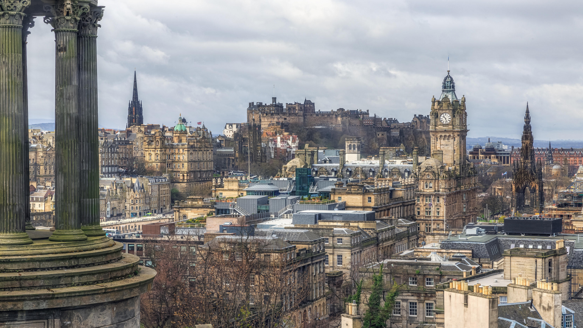 Обои памятник дугалду стюарту, столица, городской район, город, городской пейзаж в разрешении 1920x1080