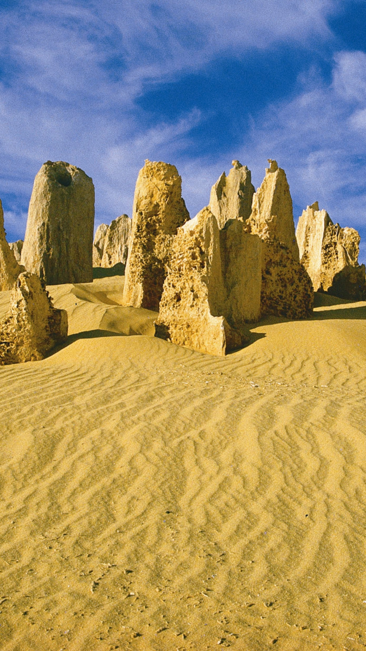 Обои Перт, пустыня, песок, эолийские рельефы, пейзаж в разрешении 750x1334