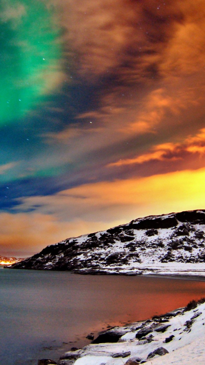 Обои Хаммерфест, Аврора, природа, облако, море в разрешении 720x1280