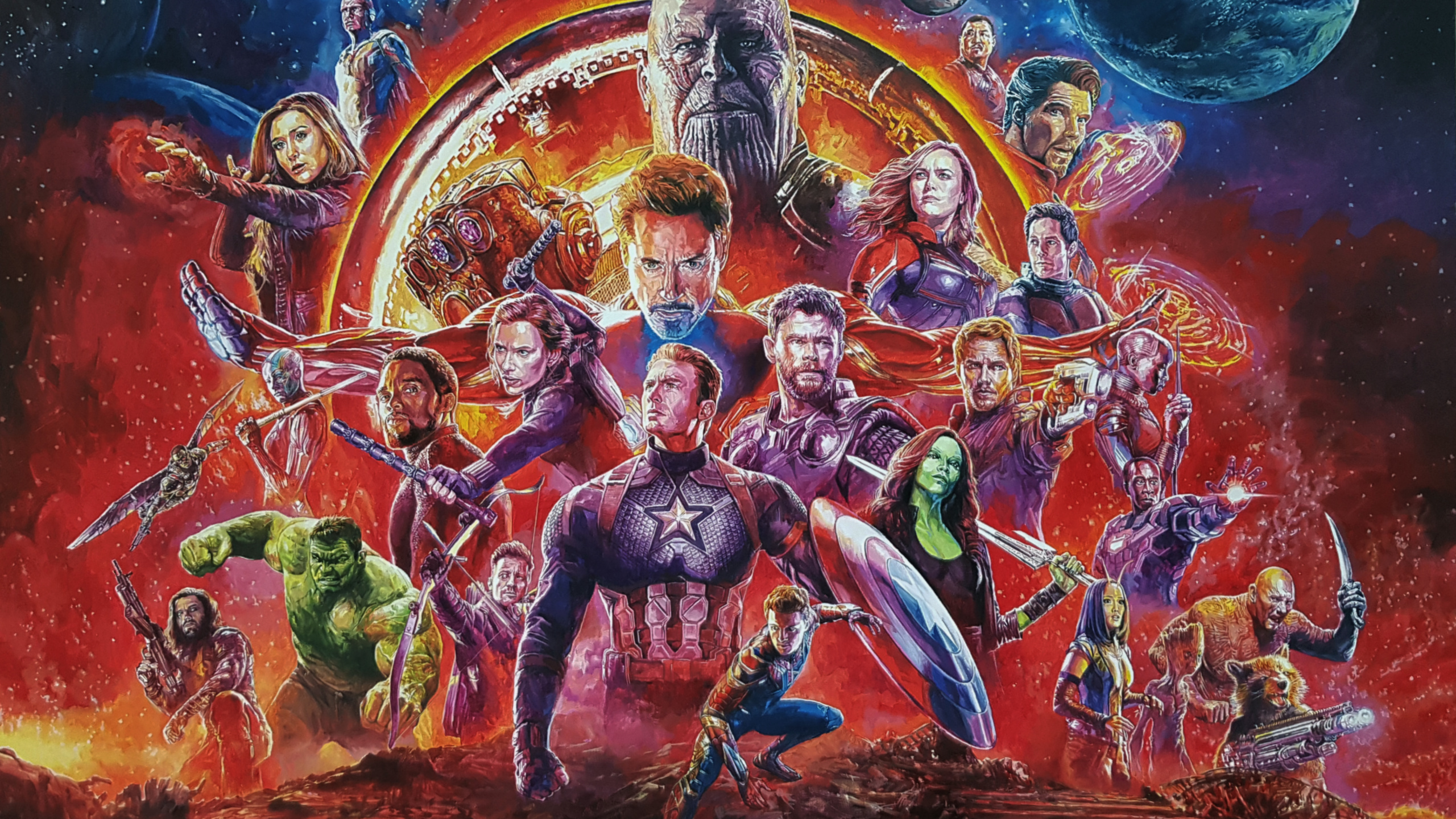 Обои marvel, Капитан Америка, Халк, Танос, мстители в разрешении 2560x1440