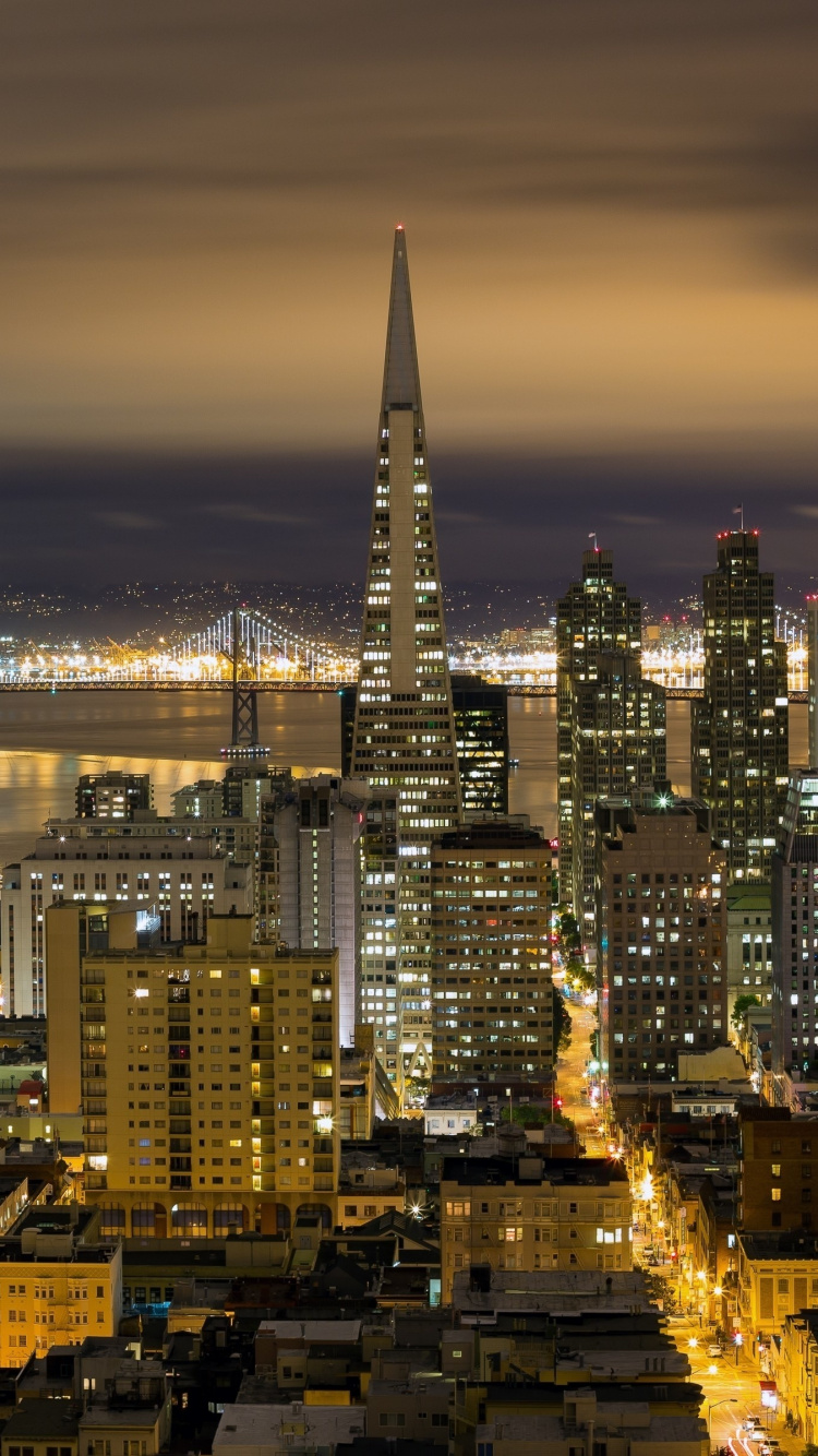 Обои ночь, городской пейзаж, город, городской район, метрополия в разрешении 750x1334