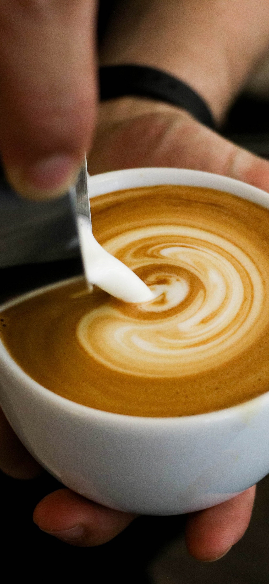 Обои латте, кофе эспрессо, кофе, кофейня, плоские белые в разрешении 1125x2436