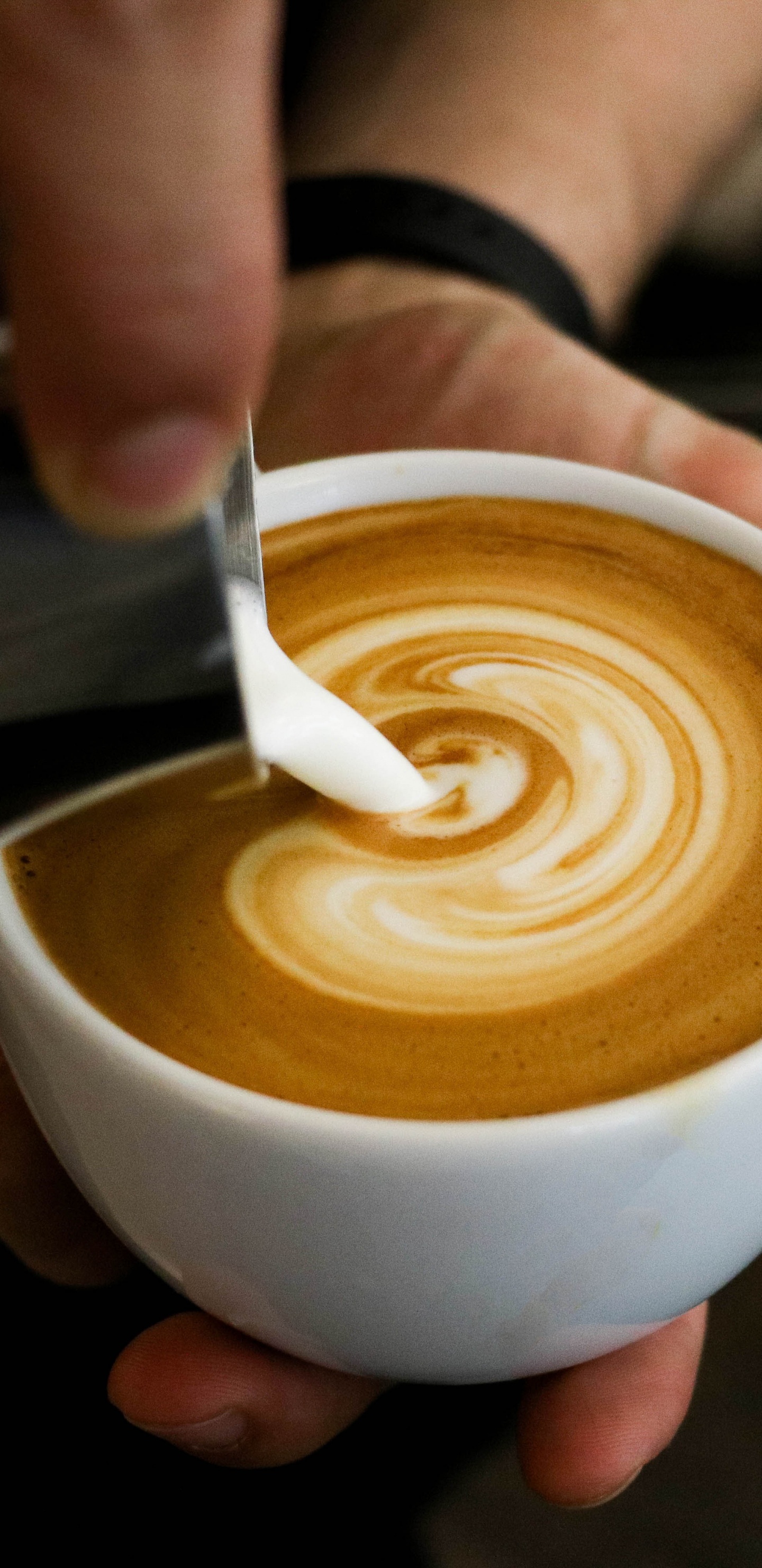 Обои латте, кофе эспрессо, кофе, кофейня, плоские белые в разрешении 1440x2960