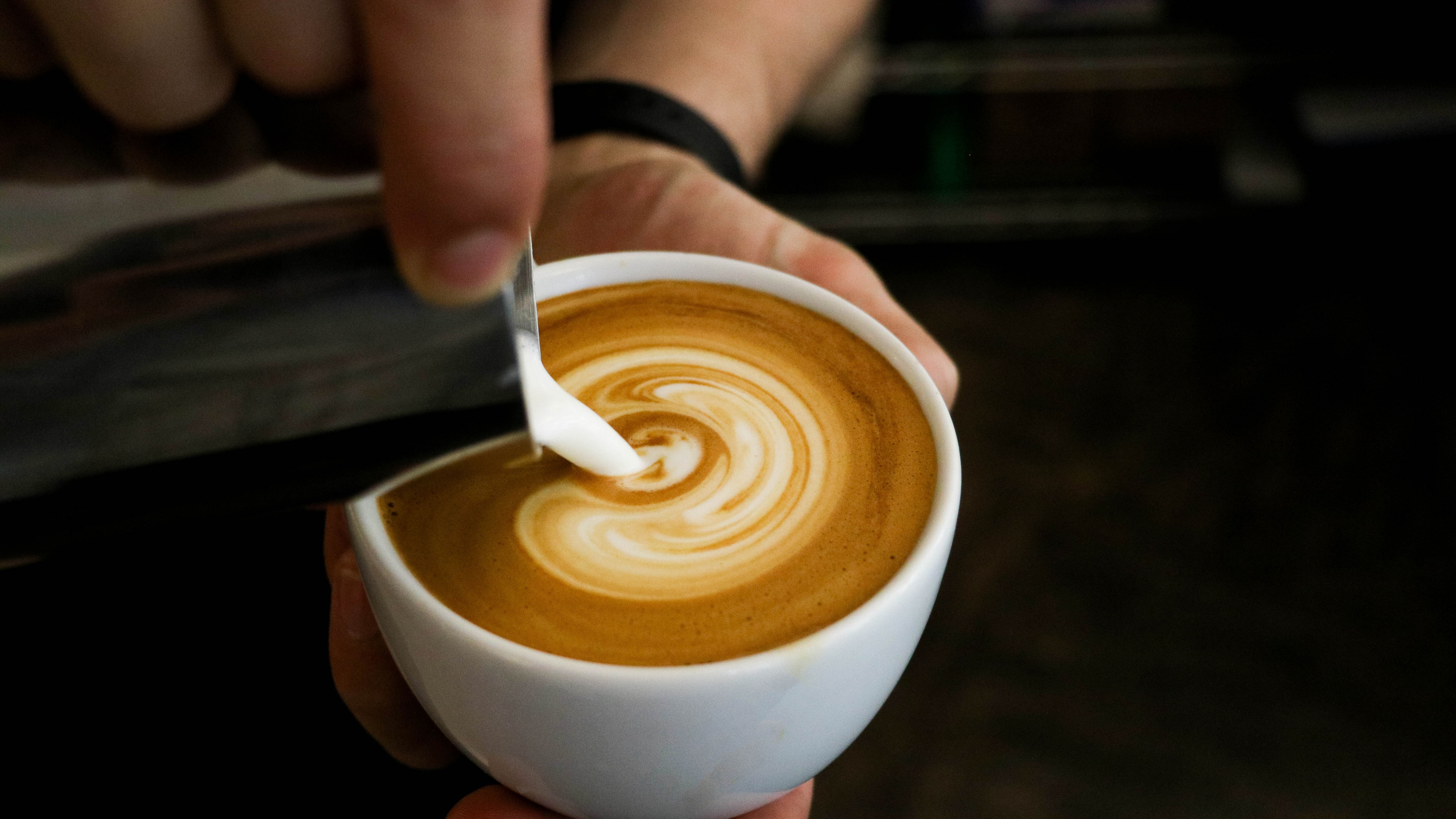 Обои латте, кофе эспрессо, кофе, кофейня, плоские белые в разрешении 3840x2160