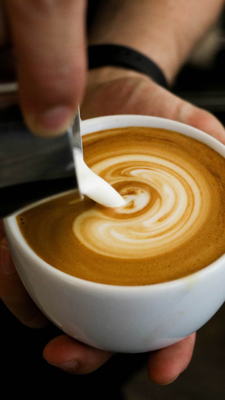 Обои латте, кофе эспрессо, кофе, кофейня, плоские белые в разрешении 720x1280