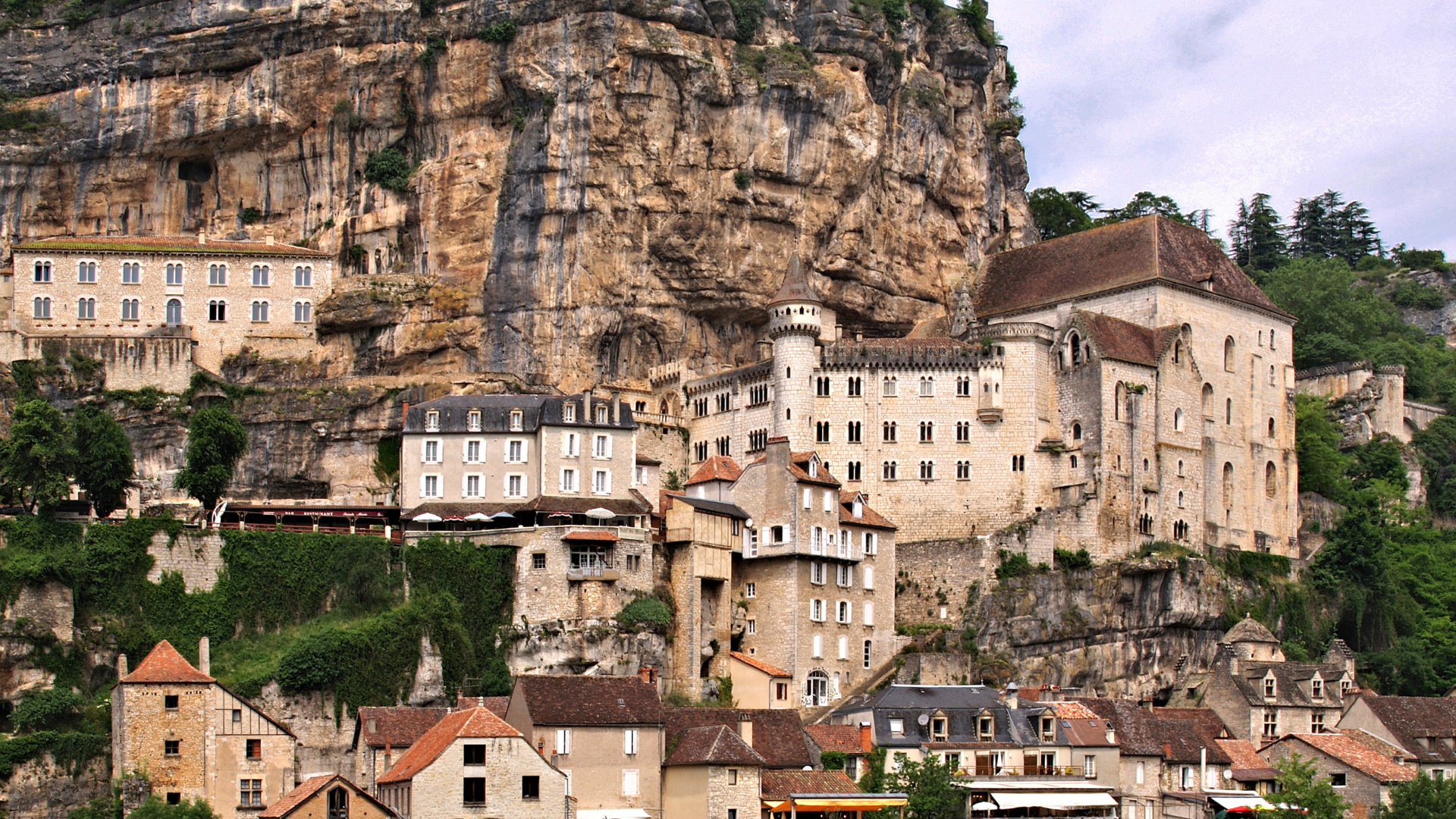 Обои Рокамадур, Сен-Сирк-Лапопи, Дордонь, горная деревня, деревня в разрешении 1920x1080