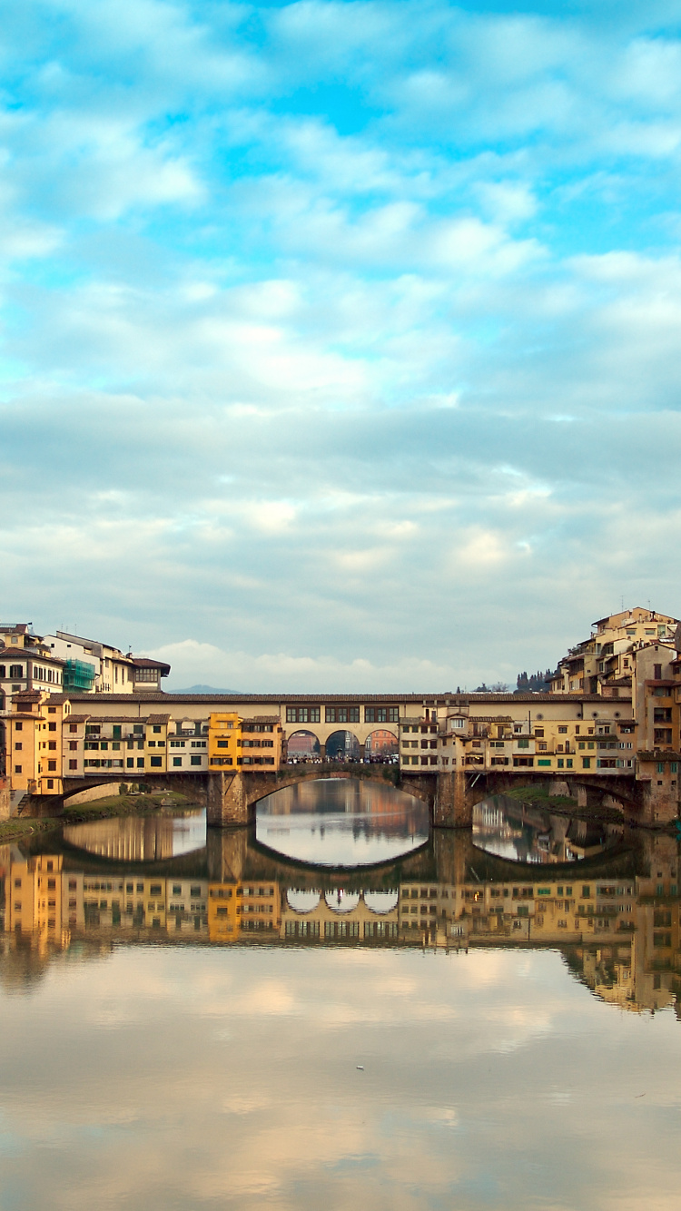 Обои мост, природа, здание, вода, облако в разрешении 750x1334