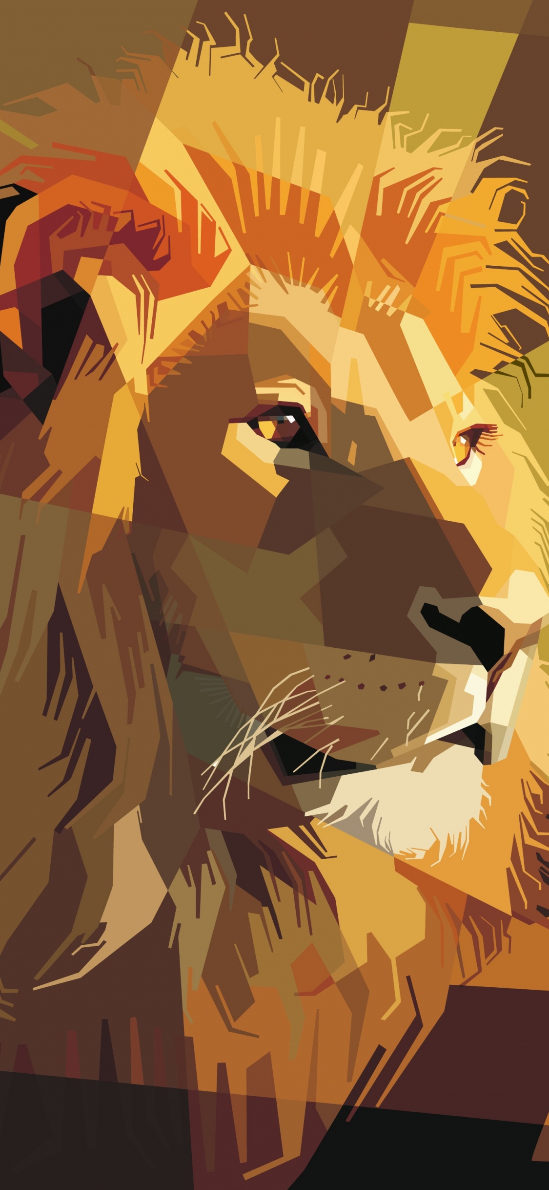 Обои Лев, арт, векторная графика, кошачьих, масаи Лев в разрешении 1125x2436