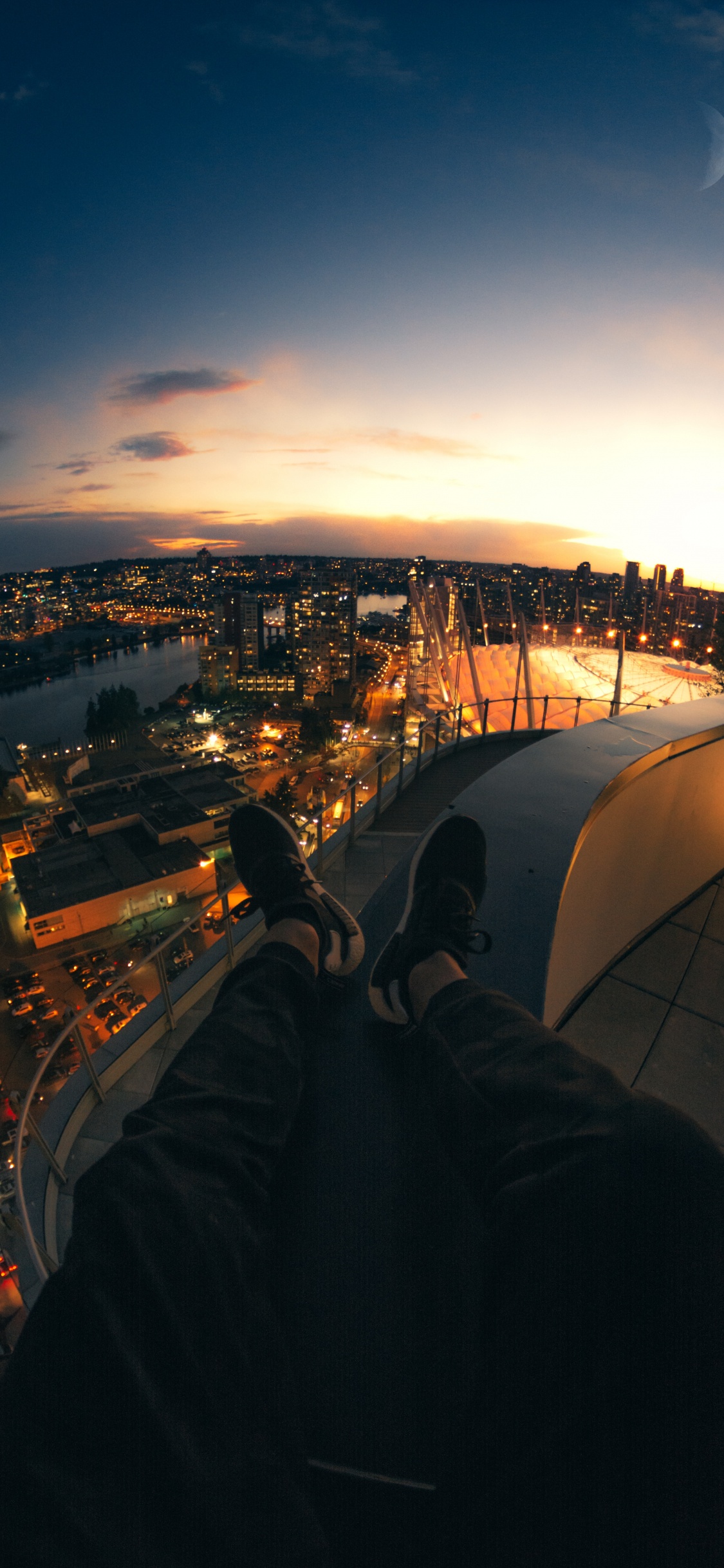 Обои Ванкувер, город, ночь, городской район, свет в разрешении 1125x2436