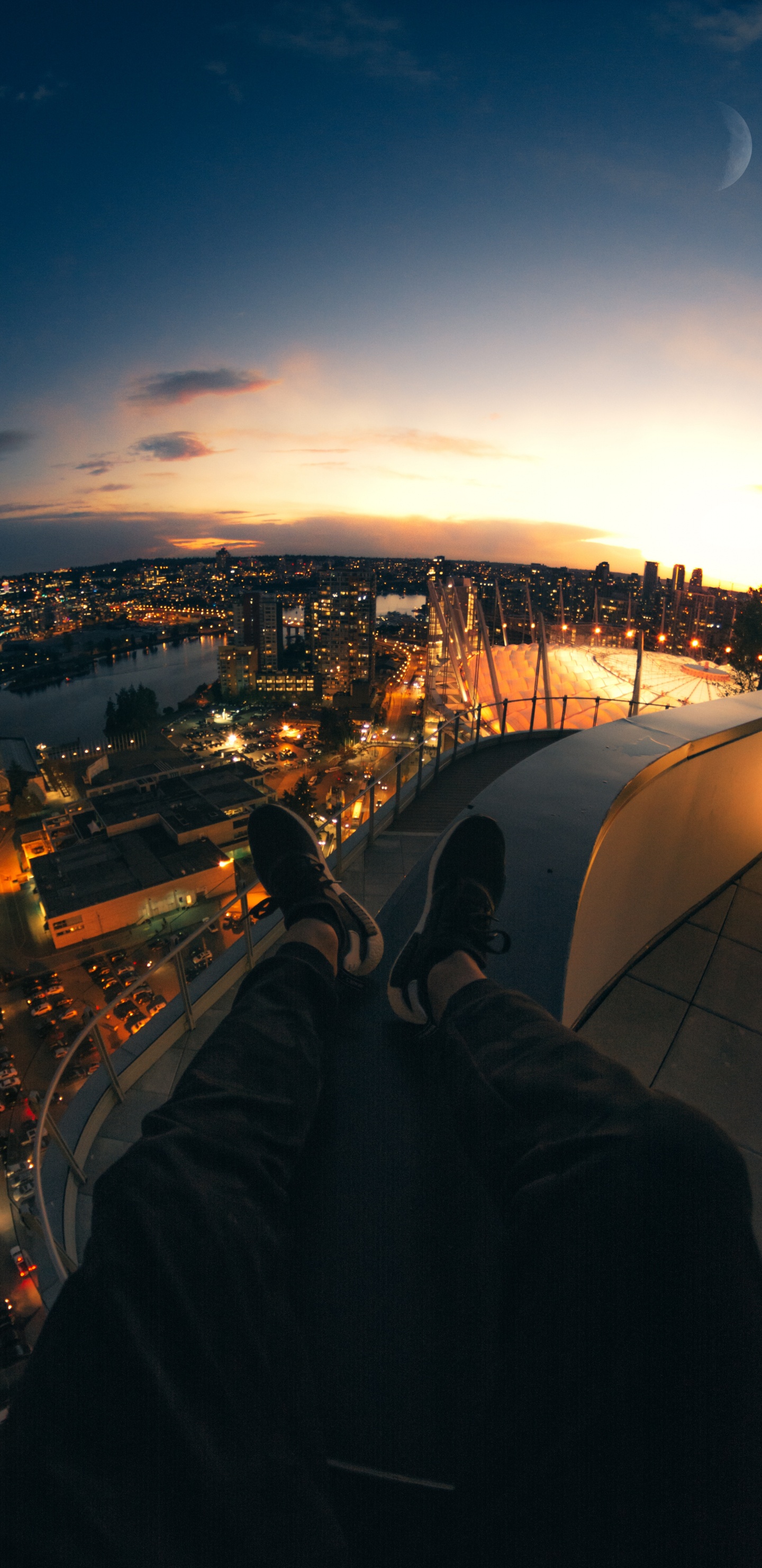 Обои Ванкувер, город, ночь, городской район, свет в разрешении 1440x2960