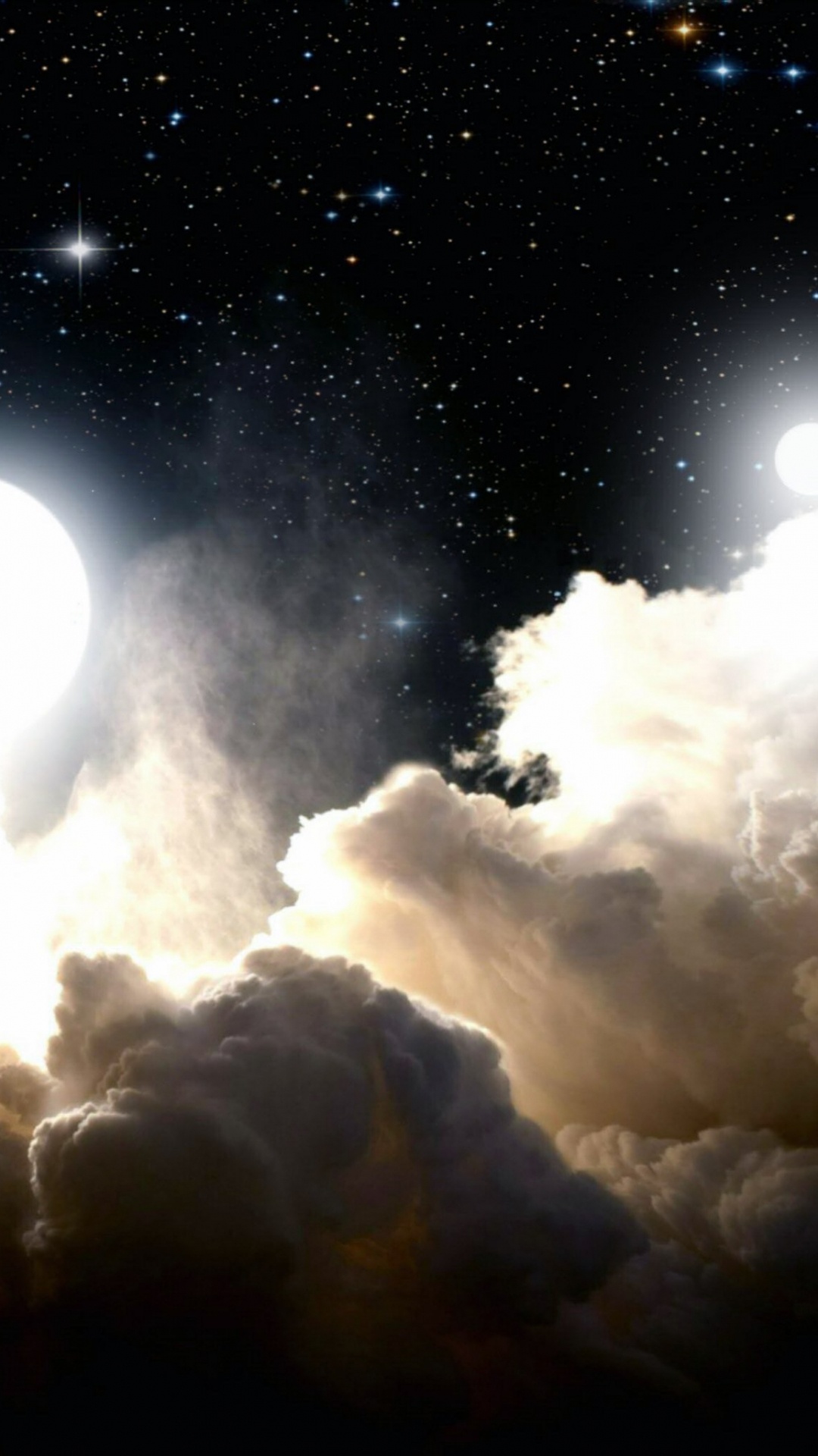 Обои ночное небо, звезда, луна, облако, природа в разрешении 1080x1920