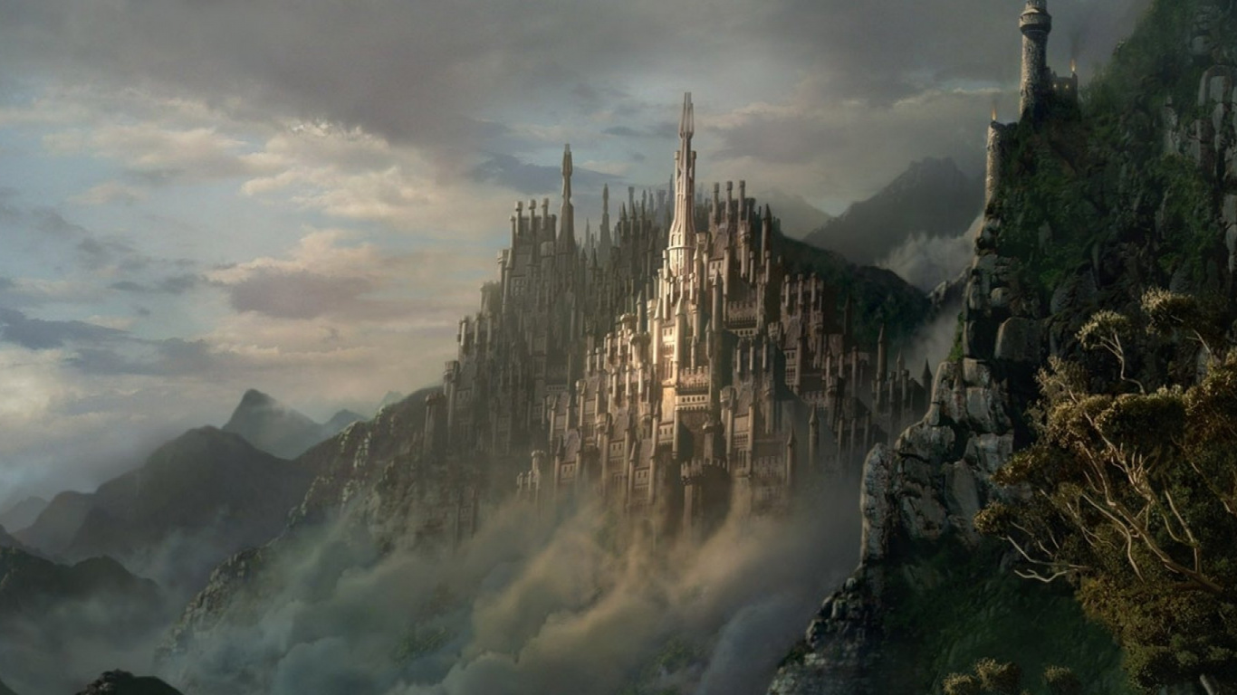 Обои замок, местность, гора, откос, атмосфера в разрешении 1366x768