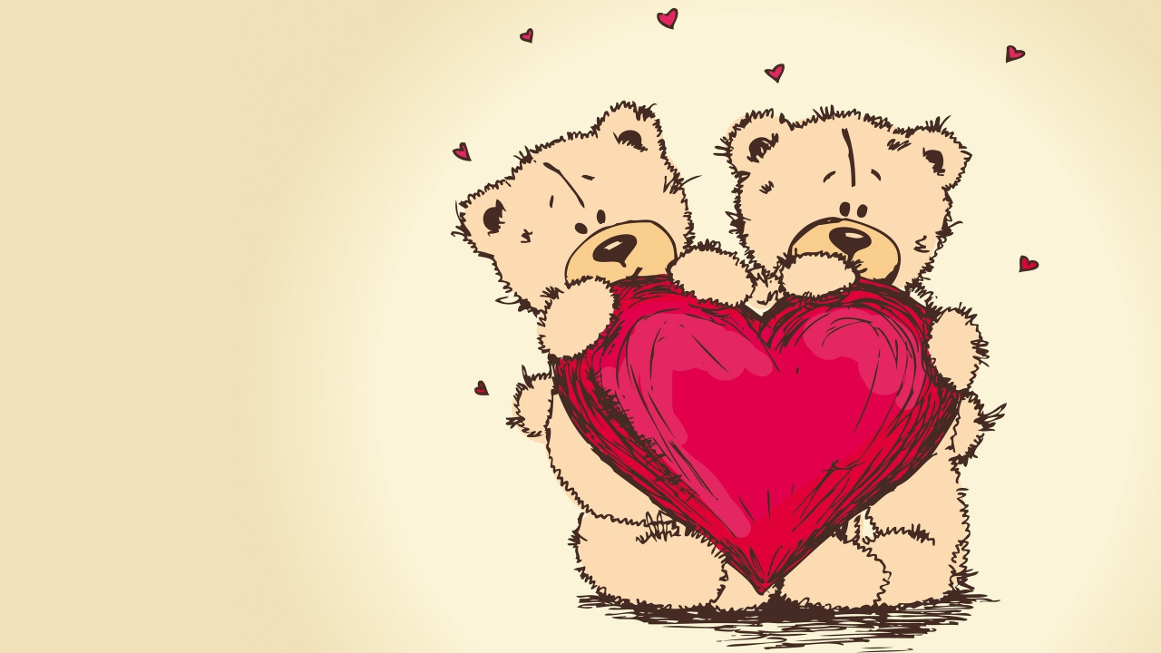 Обои День Святого Валентина, поздравительная открытка, сердце, подарок, любовь в разрешении 1280x720