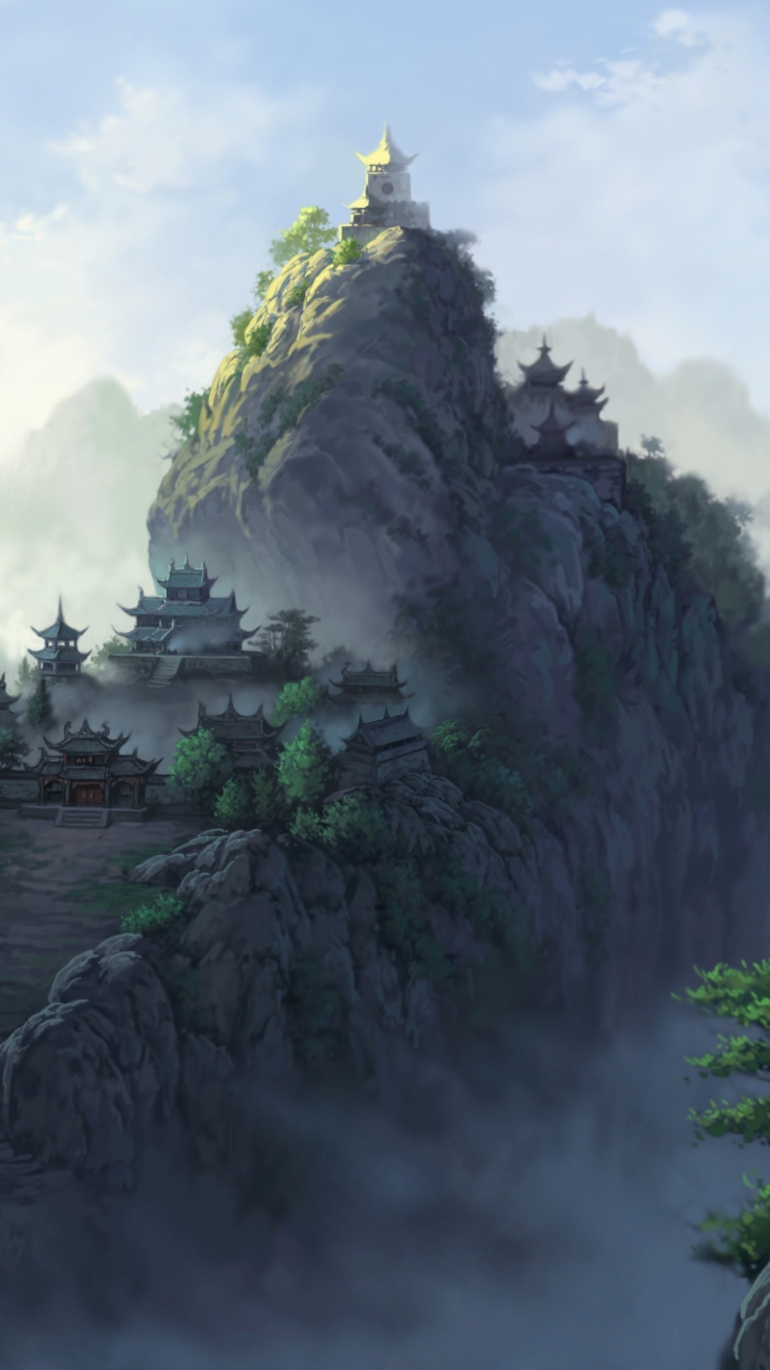 Обои пейзажная живопись, гора, местность, пейзажи гор, горная станция в разрешении 1080x1920