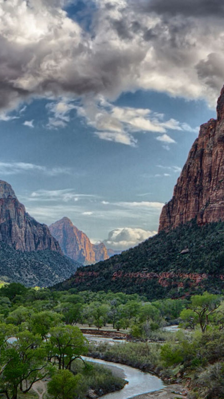 Обои национальный парк зайон, служба национальных парков, национальный парк, горный рельеф, гора в разрешении 750x1334