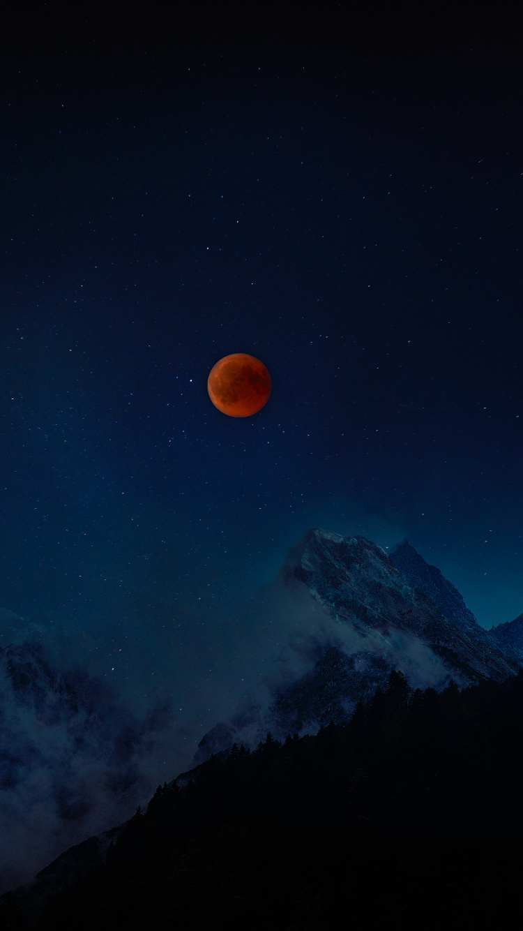 Обои луна, природа, небесное явление, астрономический объект, свет в разрешении 750x1334