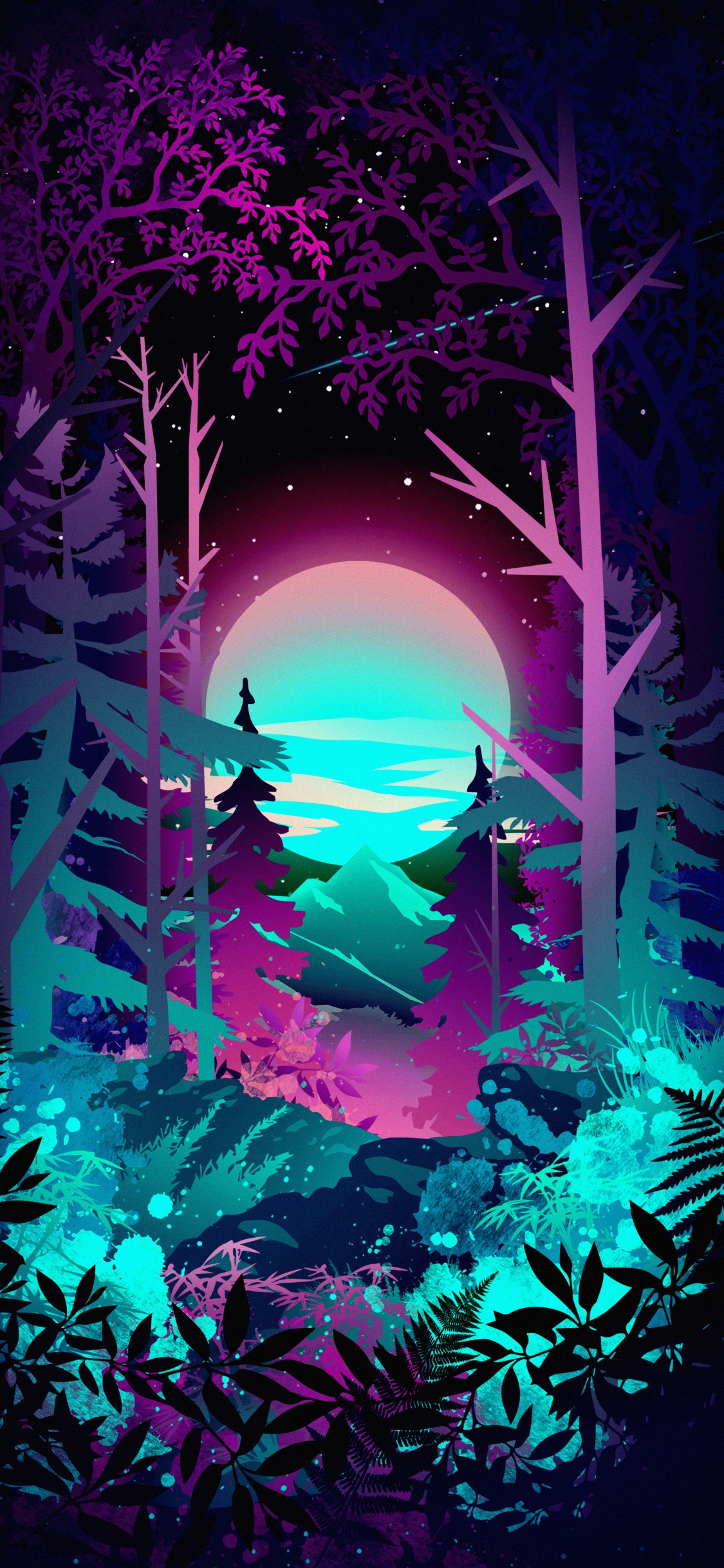 Обои арт, телефон, иллюстрация, живопись, растение в разрешении 1125x2436