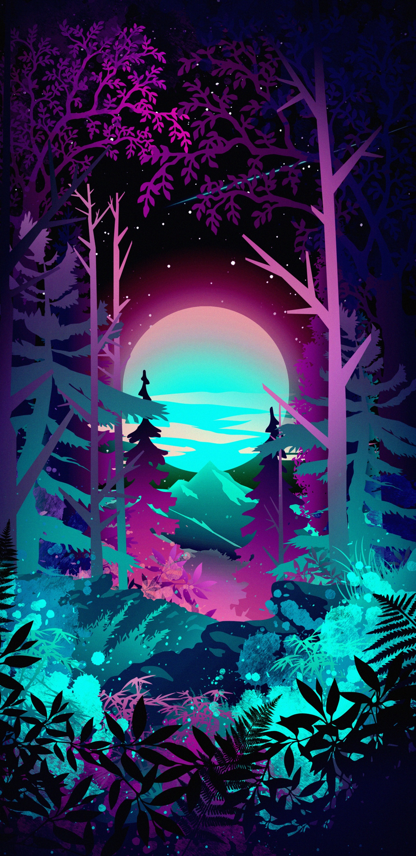 Обои арт, телефон, иллюстрация, живопись, растение в разрешении 1440x2960