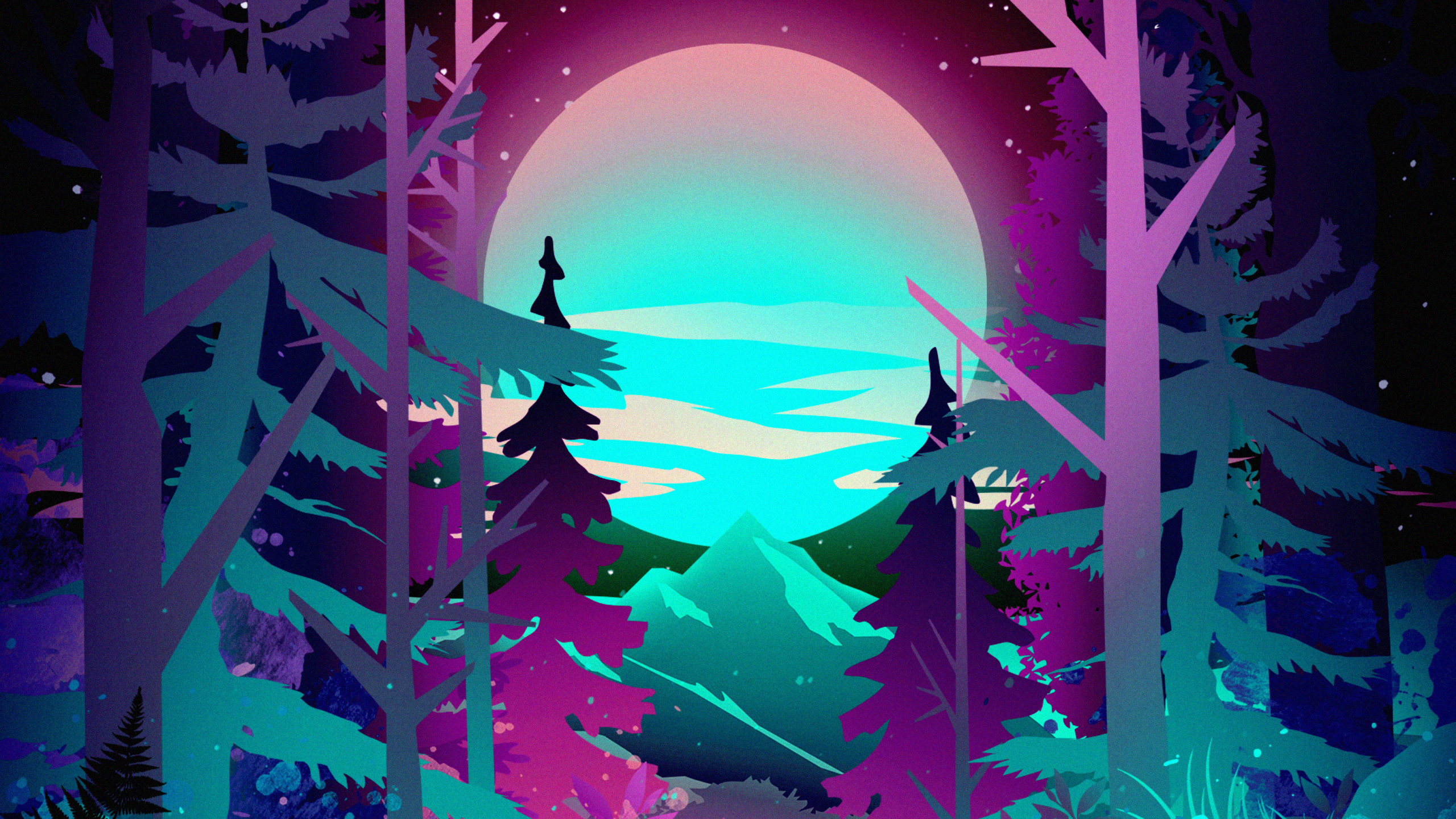 Обои арт, телефон, иллюстрация, живопись, растение в разрешении 2560x1440