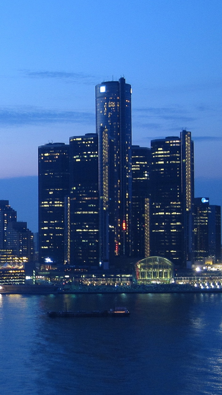 Обои Детройт, город, городской пейзаж, линия горизонта, метрополия в разрешении 720x1280