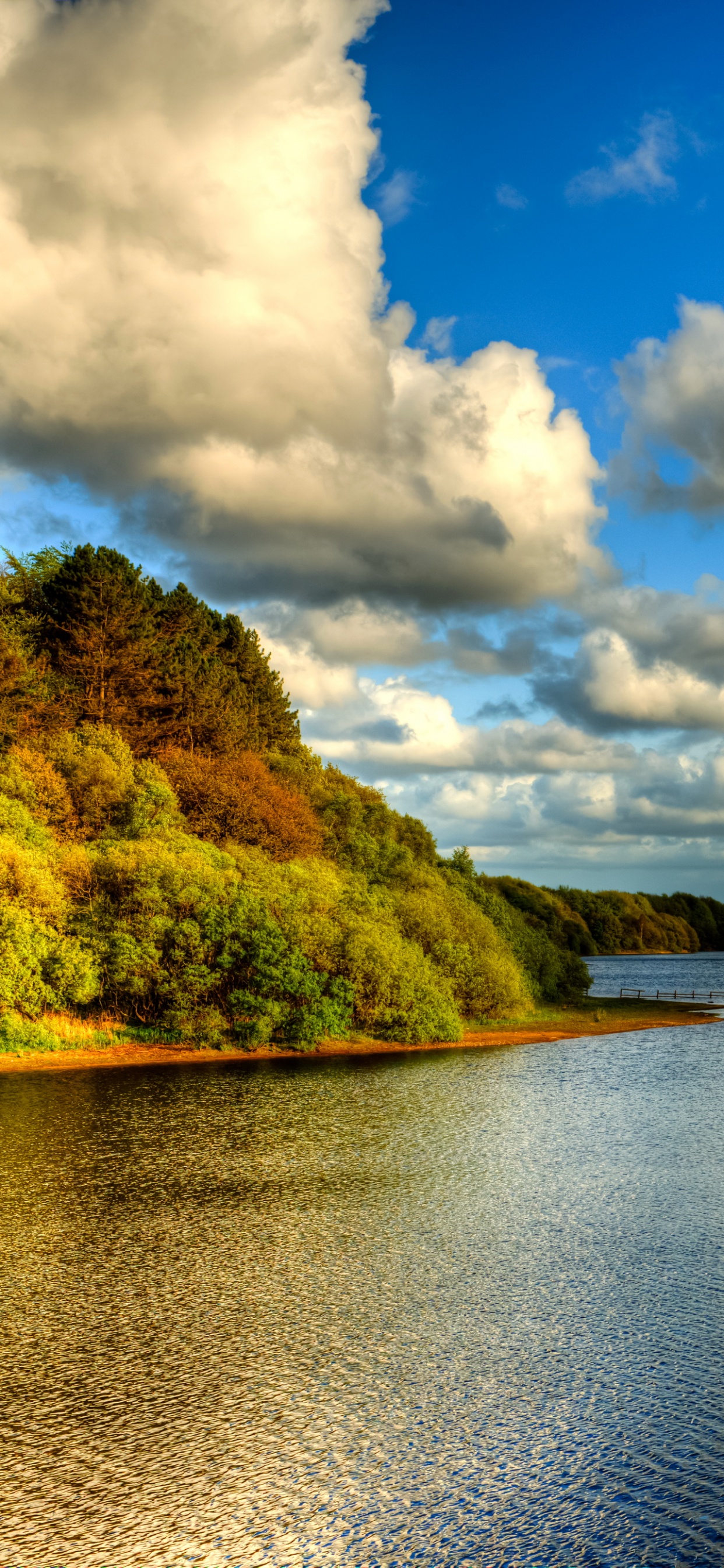 Обои озеро небо, водоем, природный ландшафт, природа, отражение в разрешении 1242x2688