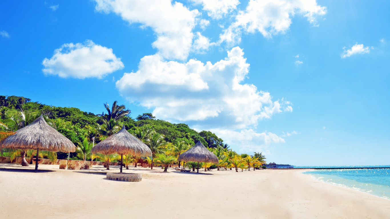 Обои пляж, Карибский бассейн, тропическая зона, отпуск, берег в разрешении 1366x768