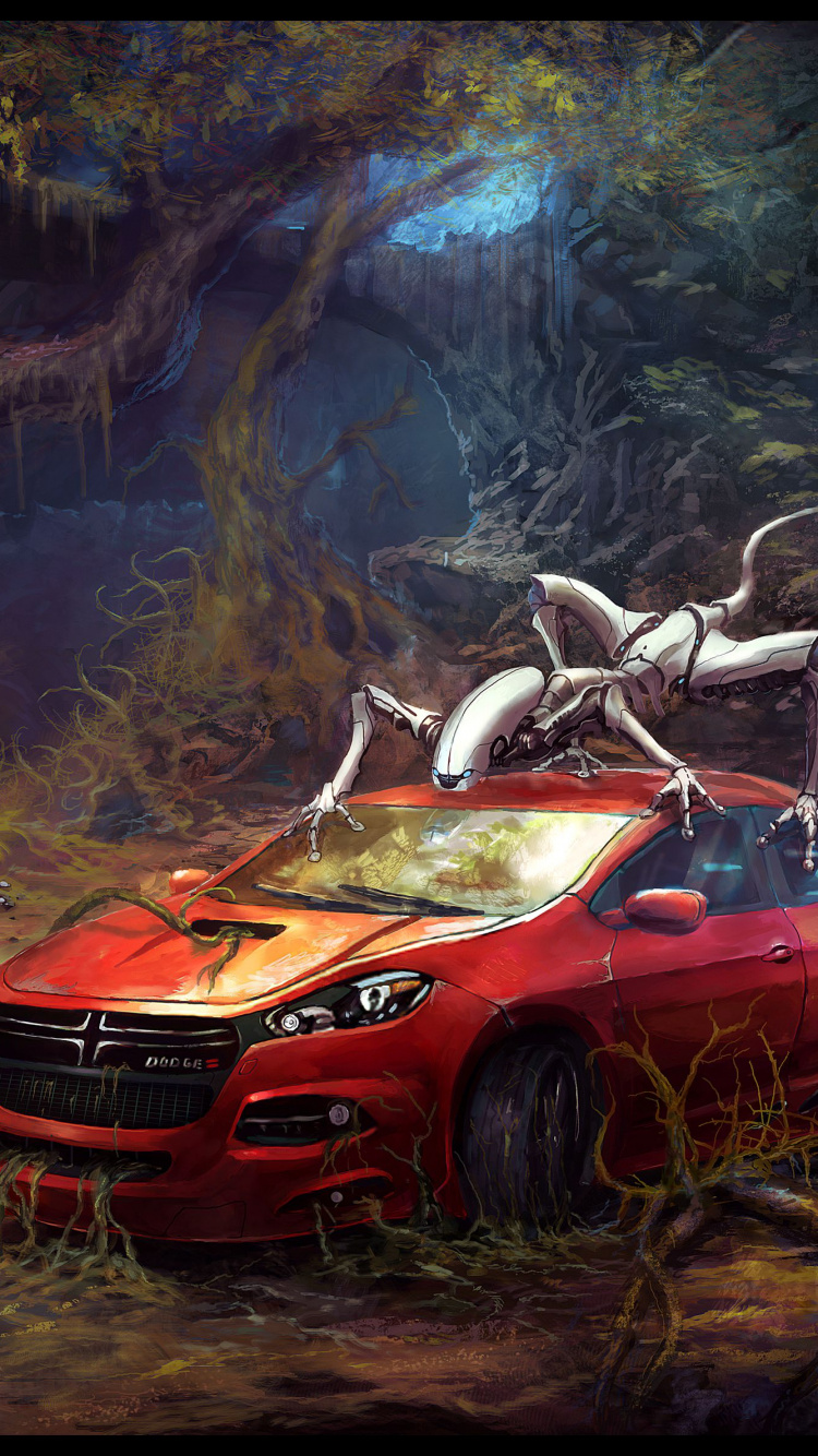 Обои авто, живопись, пейзаж, компьютерная игра, сплочение в разрешении 750x1334