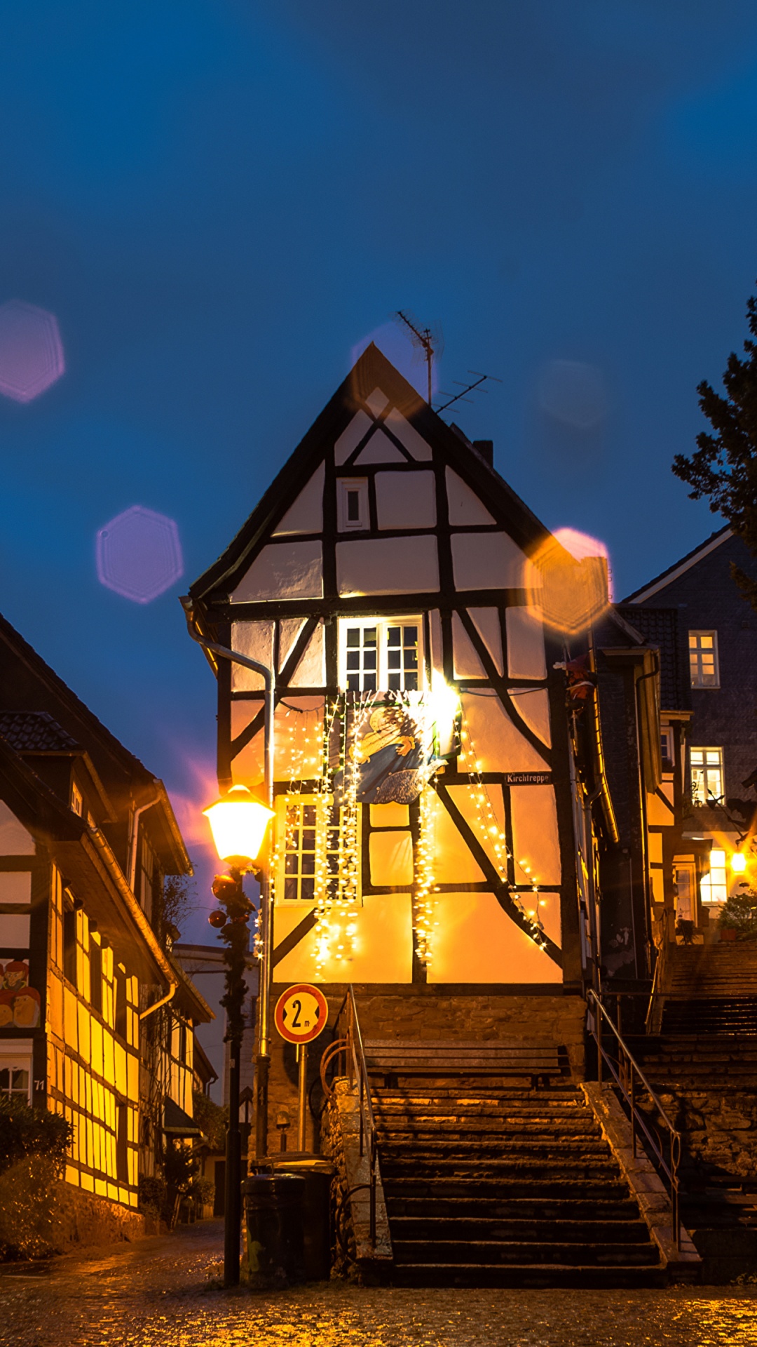 Обои Эссен, город, улица, ночь, городок в разрешении 1080x1920