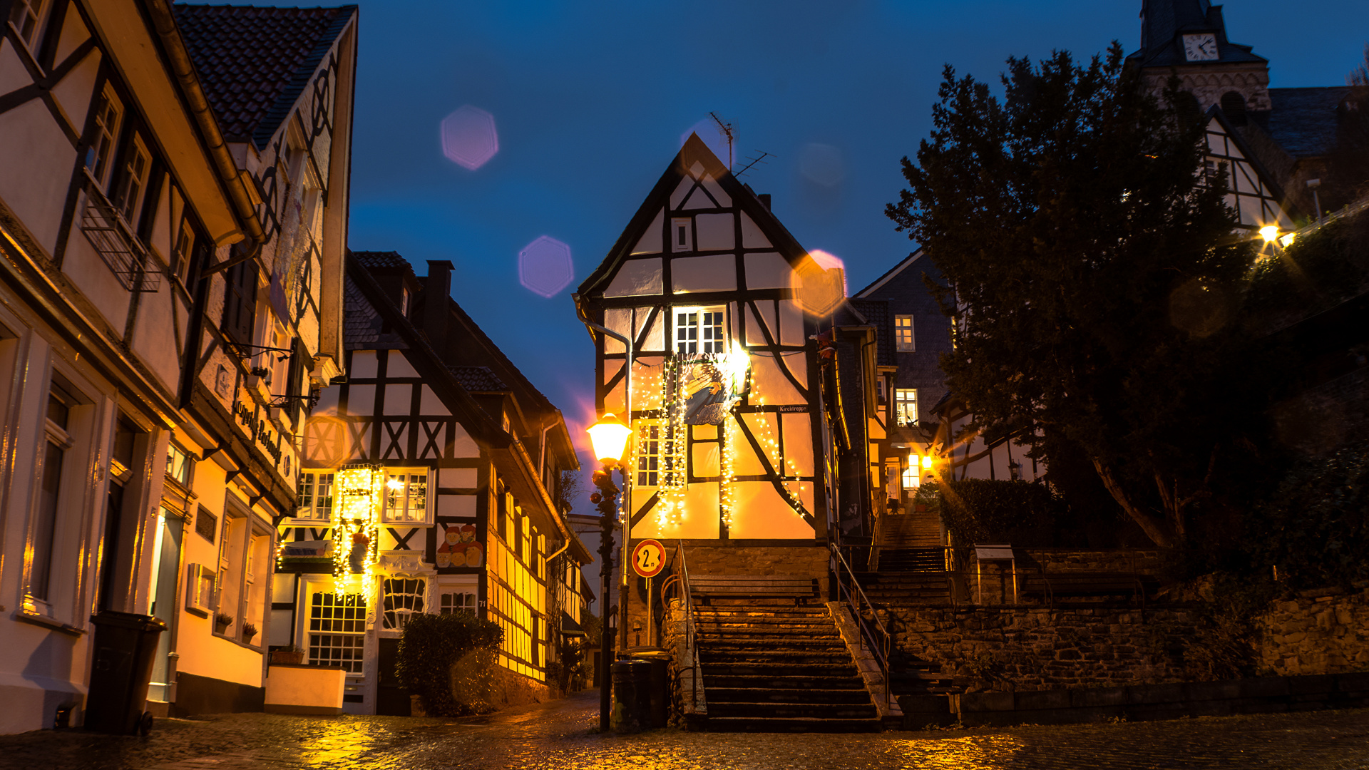 Обои Эссен, город, улица, ночь, городок в разрешении 1920x1080