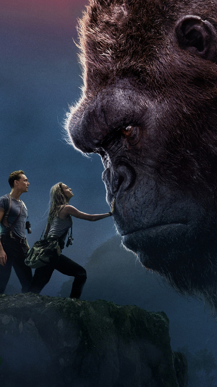 Обои Кинг-Конг, MonsterVerse, морда, темнота, фильм в разрешении 750x1334