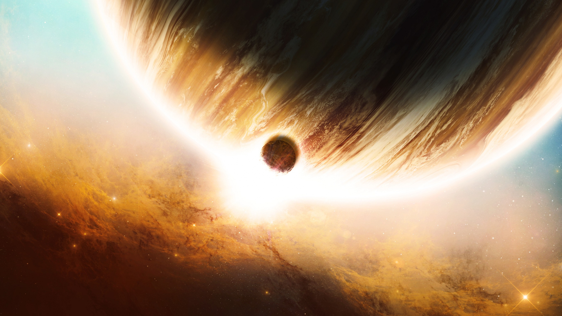 Обои астрономический объект, атмосфера, солнечный свет, космос, космическое пространство в разрешении 1920x1080