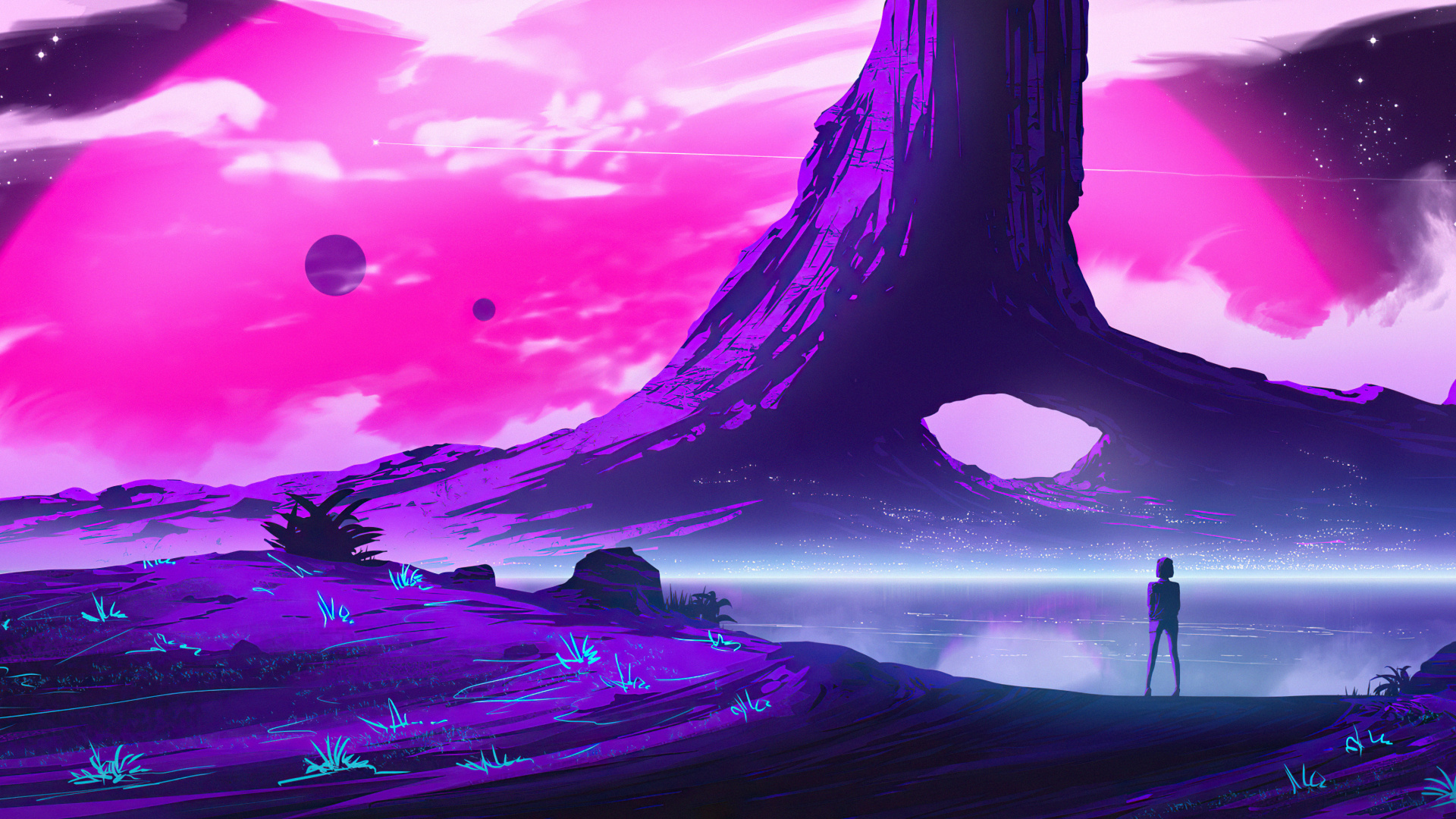 Обои произведение искусства, арт, цифровое искусство, артист, пурпур в разрешении 1920x1080