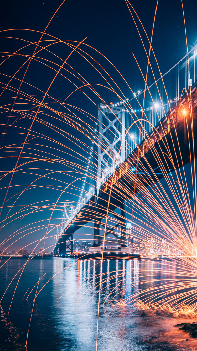 Обои арт, вода, свет, электричество, уличный фонарь в разрешении 750x1334