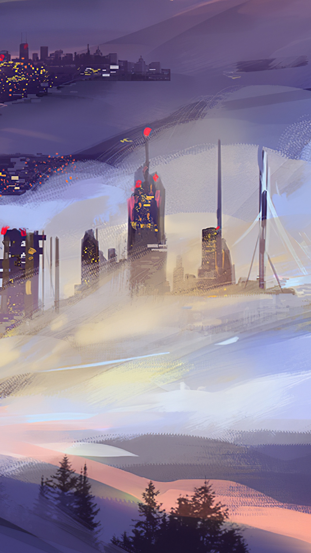 Обои Город тумана, произведение искусства, цифровое искусство, арт, артист в разрешении 1080x1920