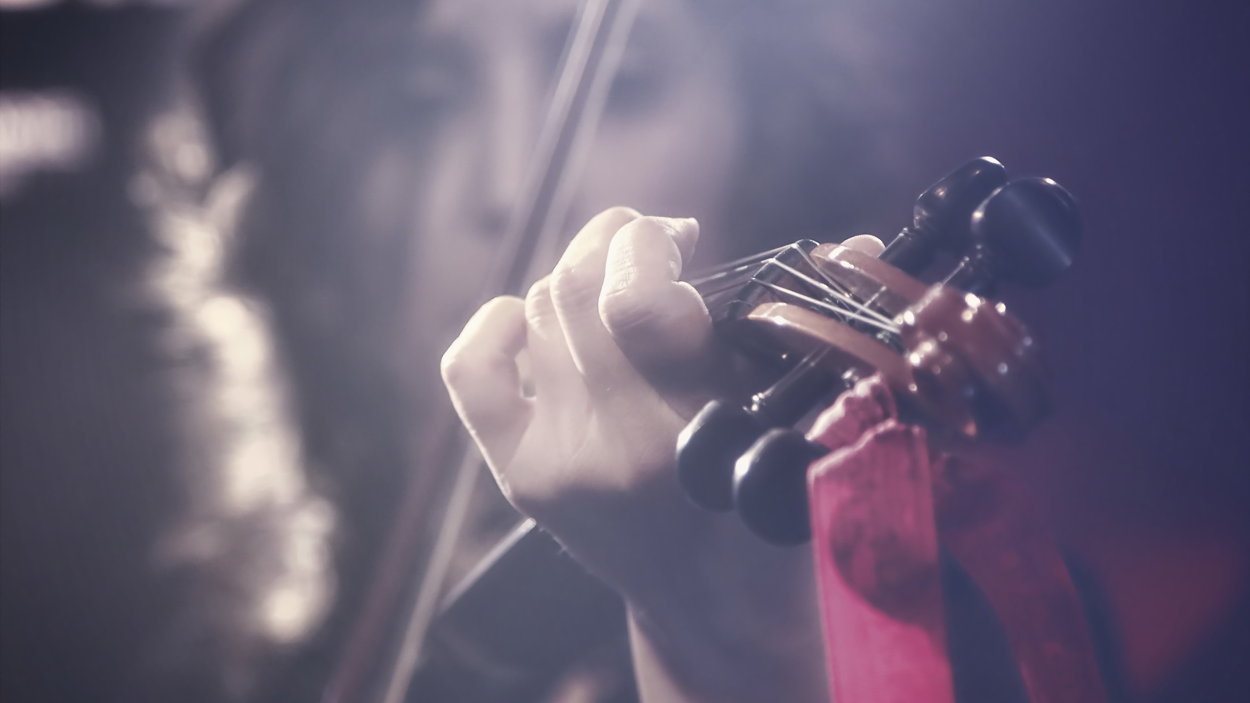 Обои скрипка, музыка, строка, темнота, музыкант в разрешении 2560x1440