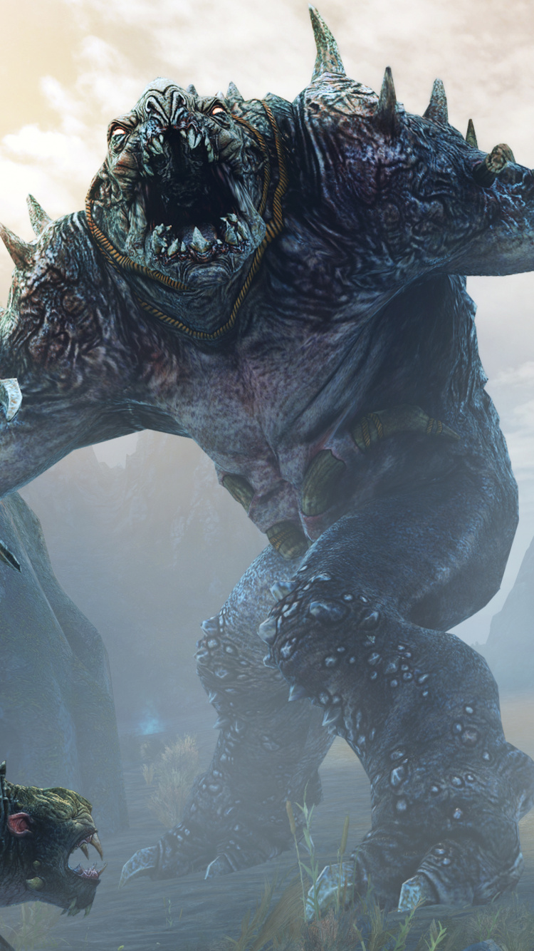 Обои Саурон, Мордор, компьютерная игра, дракон, тираннозавр в разрешении 750x1334