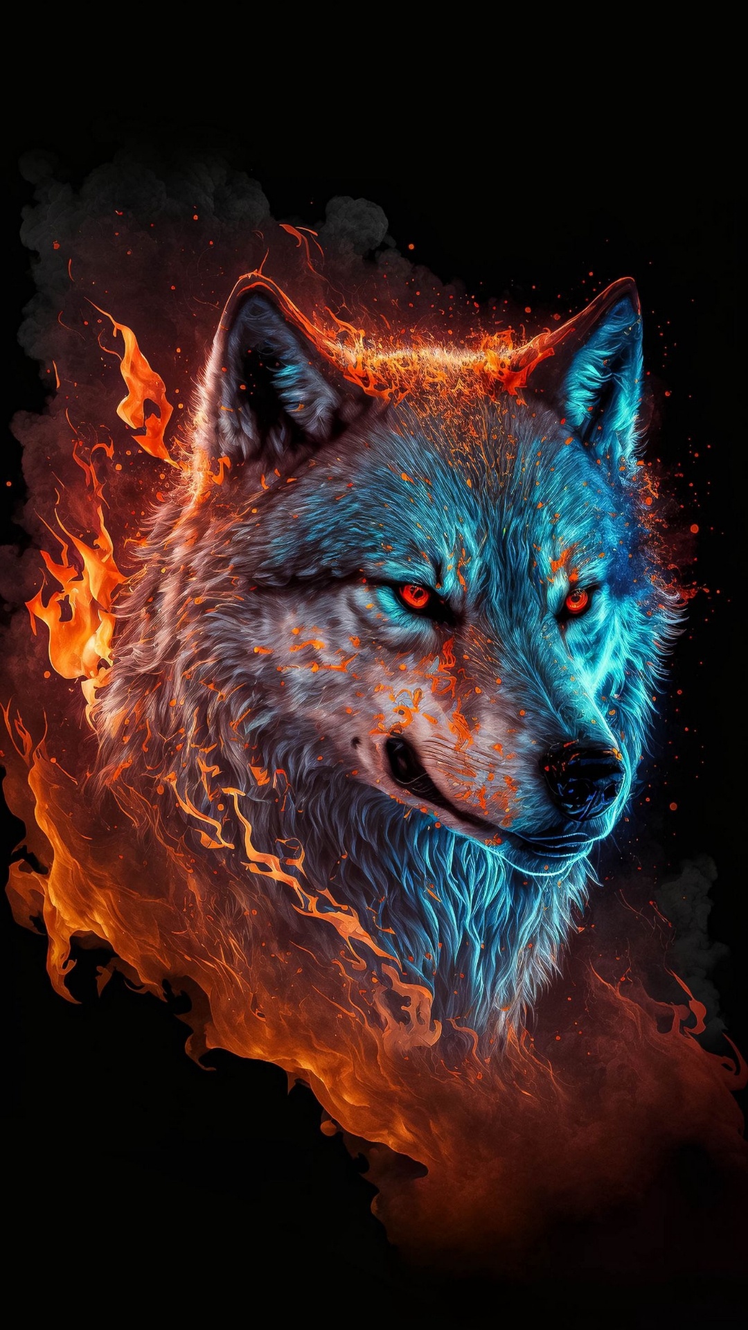 Обои волк, рюкзак, живопись, графический дизайн, кошачьих в разрешении 1080x1920