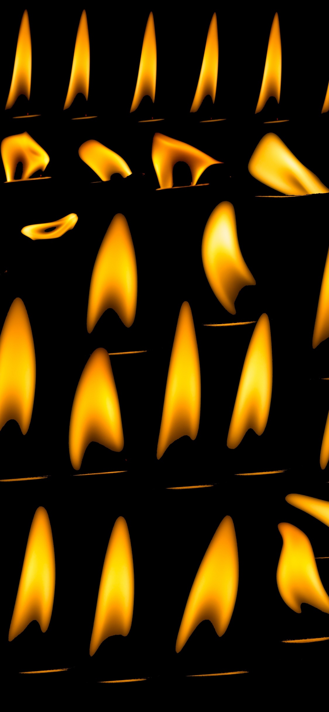 Обои свеча, пламя, свет, текст, графика в разрешении 1125x2436