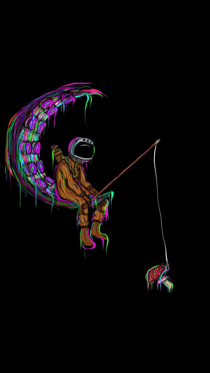 Обои астронавт, амолед, темнота, пурпурный цвет, розовый в разрешении 720x1280