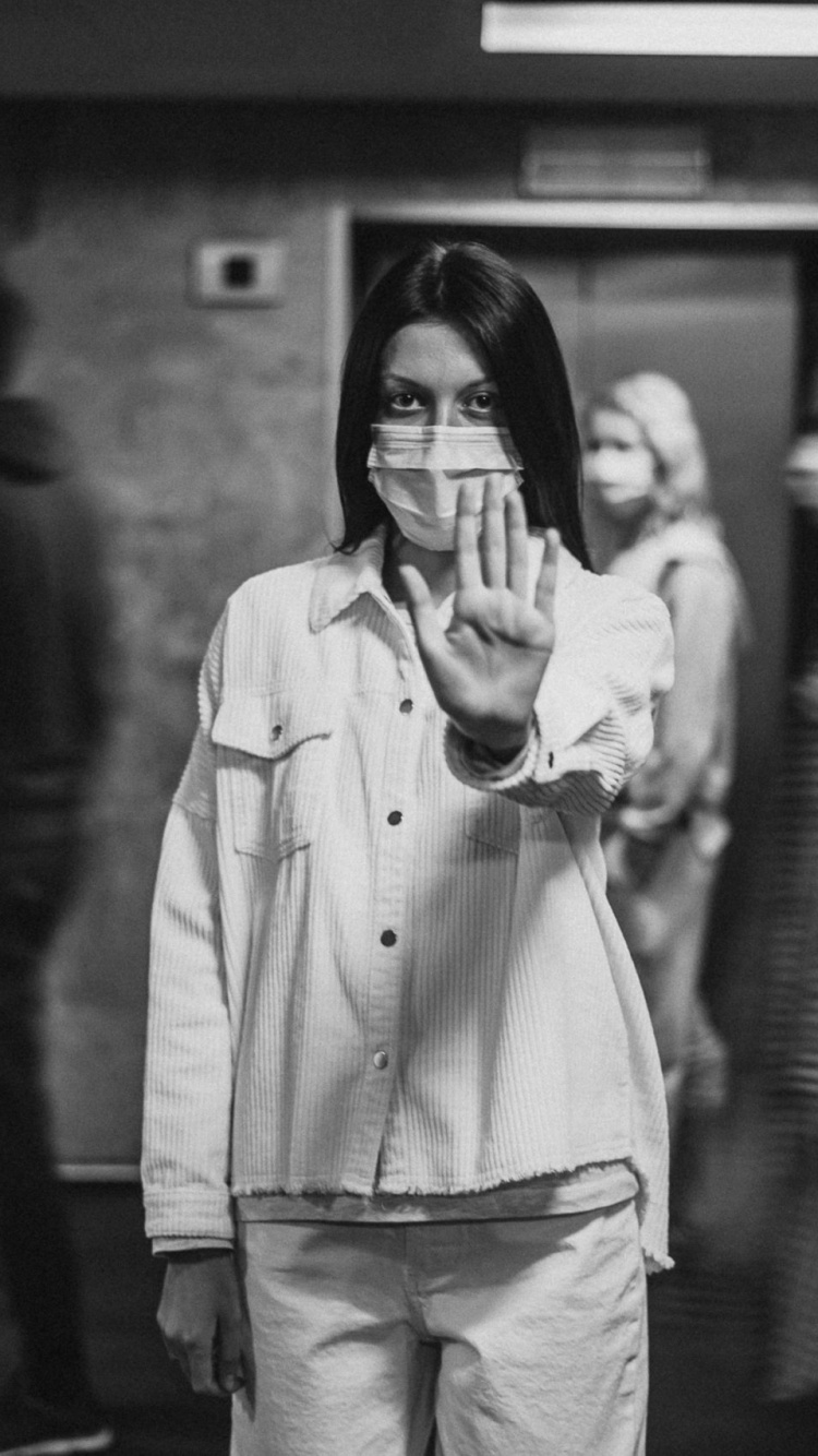 Обои COVID-19, стояние, белые, стиль, монохромный в разрешении 750x1334