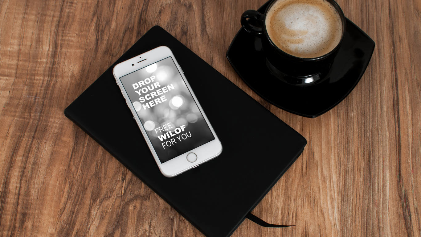 Обои кофейная чашка, смартфон, гаджет, коммуникационное устройство, марка в разрешении 1366x768