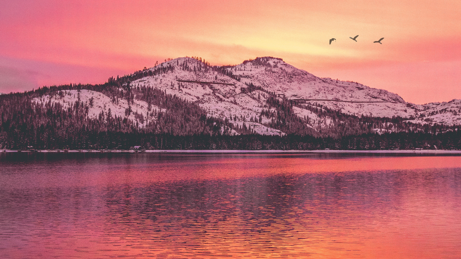 Обои закат, гора, озеро, природа, Северная Македония в разрешении 1920x1080